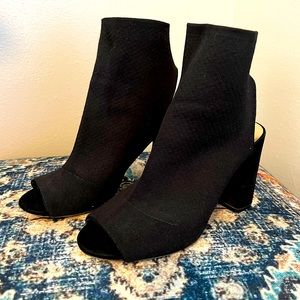 ALDO brand peep-toe sock booties